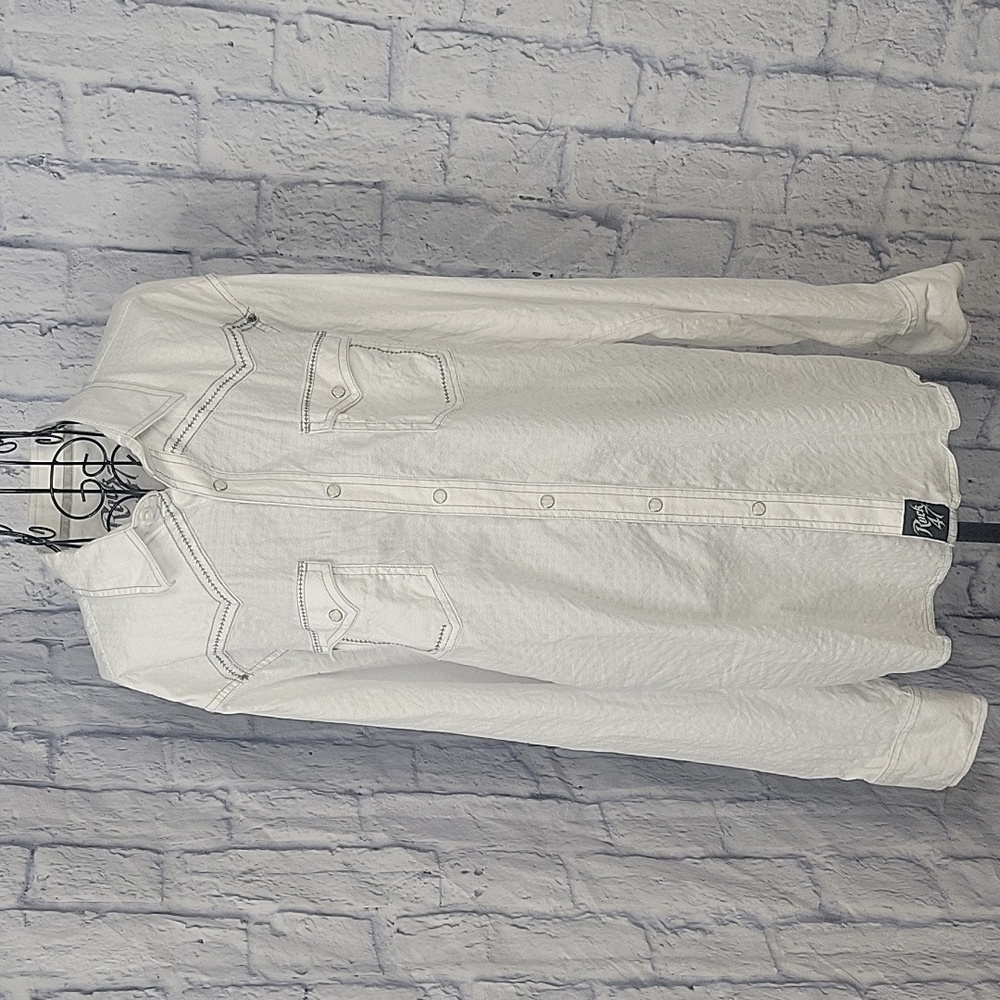 ROCK 47 BY WRANGLER Pearlized Snap Embroidered Western Men's Shirt XL/XG/TG